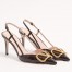 Valentino Vlogo Slingback Pumps 80mm in Black Croc-embossed Leather