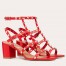 Valentino Rockstud Ankle Strap Sandals 60mm In Red Calfskin