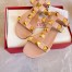 Valentino Roman Stud Flat Sandals In Rose Cannelle Calfskin