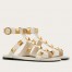 Valentino Roman Stud Flat Sandals In White Calfskin