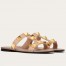 Valentino Roman Stud Flat Slides In Rose Cannelle Calfskin