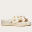 Valentino Roman Stud Flatform Slides In White Nappa Leather