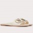 Valentino VLogo Cut-out Slide Sandals in White Leather