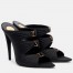 Saint Laurent Emilie Mules in Black Satin