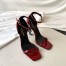 Saint Laurent Opyum 85mm Sandals in Red Patent Leather with Black YSL Heel