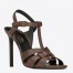 Saint Laurent Tribute Sandals 105 In Dark Brown Calfskin