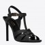 Saint Laurent Tribute Sandals 105 In Black Calfskin