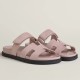 Hermes Women's Chypre Sandals In Pink Suede Calfskin 