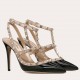 Valentino Rockstud Caged Pumps 100mm In Black Patent Leather